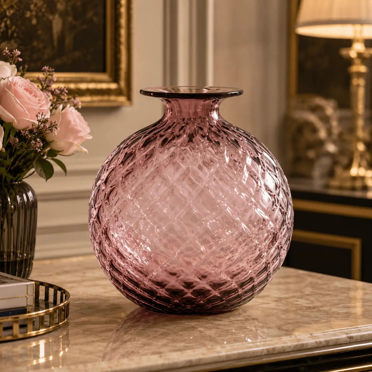 ANGIE HOMES Blush Royale Crystal Vase
