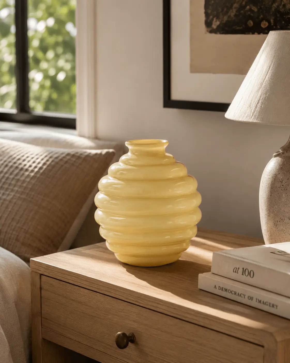 ANGIE HOMES Beige Beehive Glass Vase