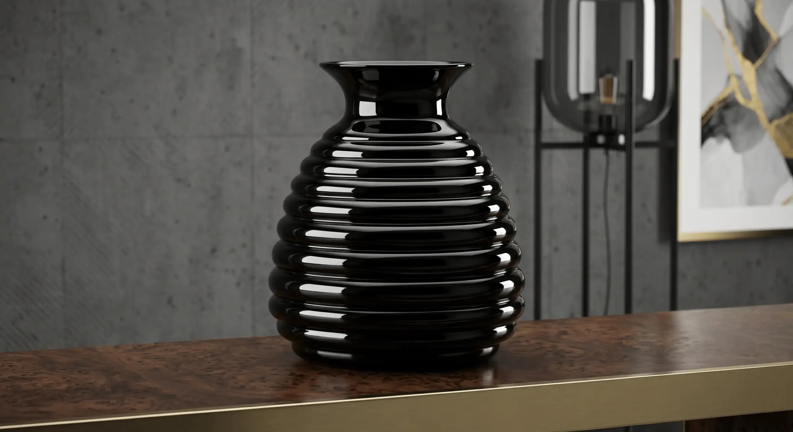 ANGIE HOMES Noir Beehive Glass Vase