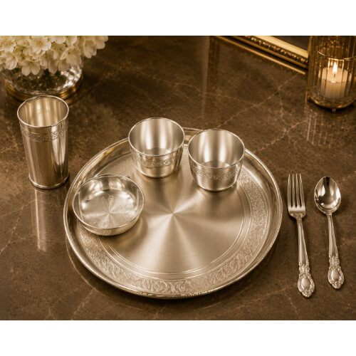 Daisy Silver Plated Thali