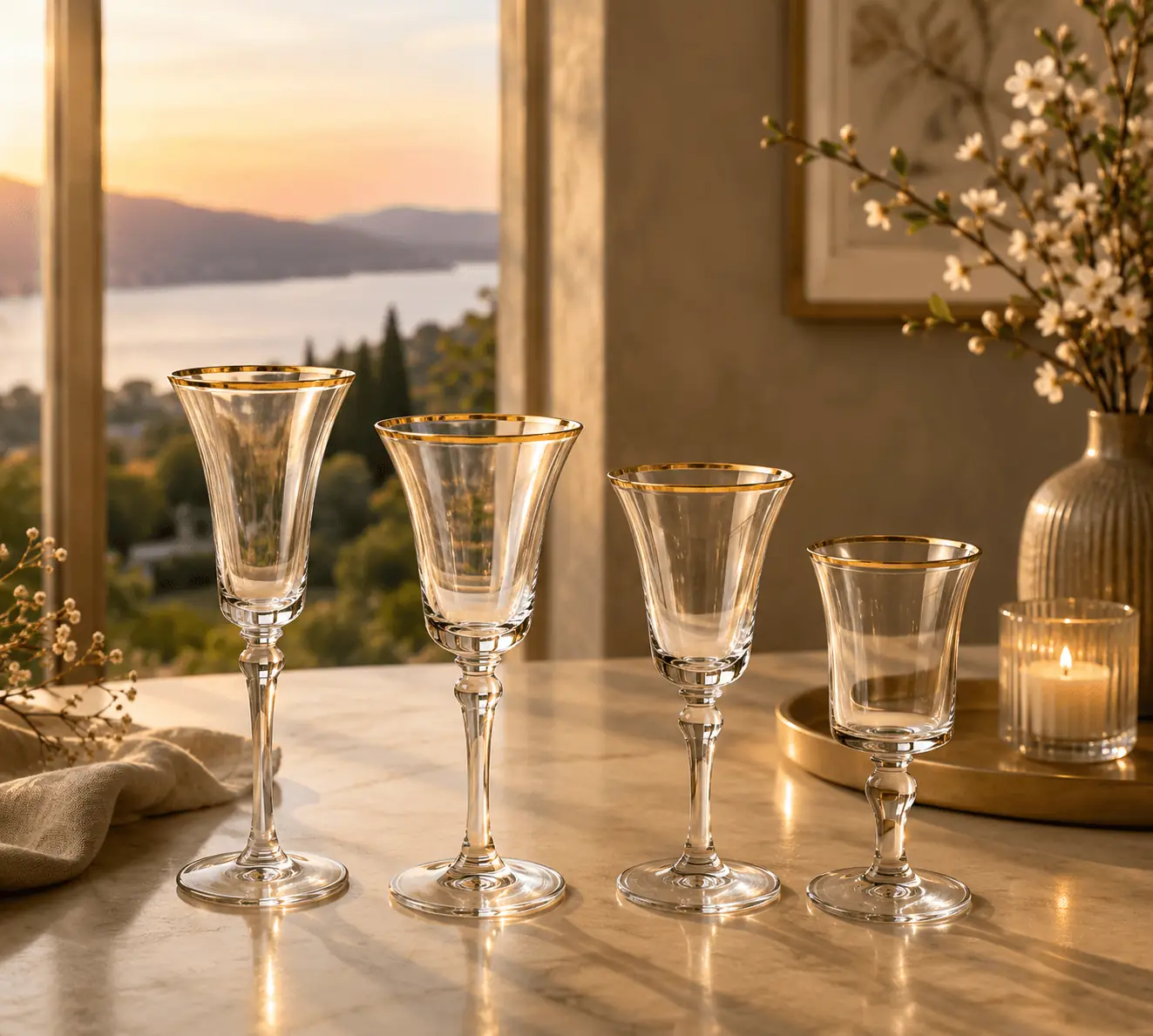 Chinar Wine & Champagne Glass Set