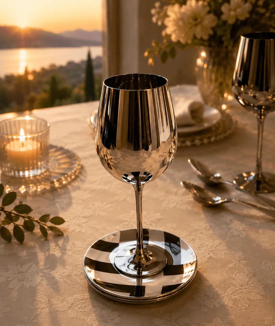 KOYA METALLIC SILVER CHAMPAGNE GLASS SET