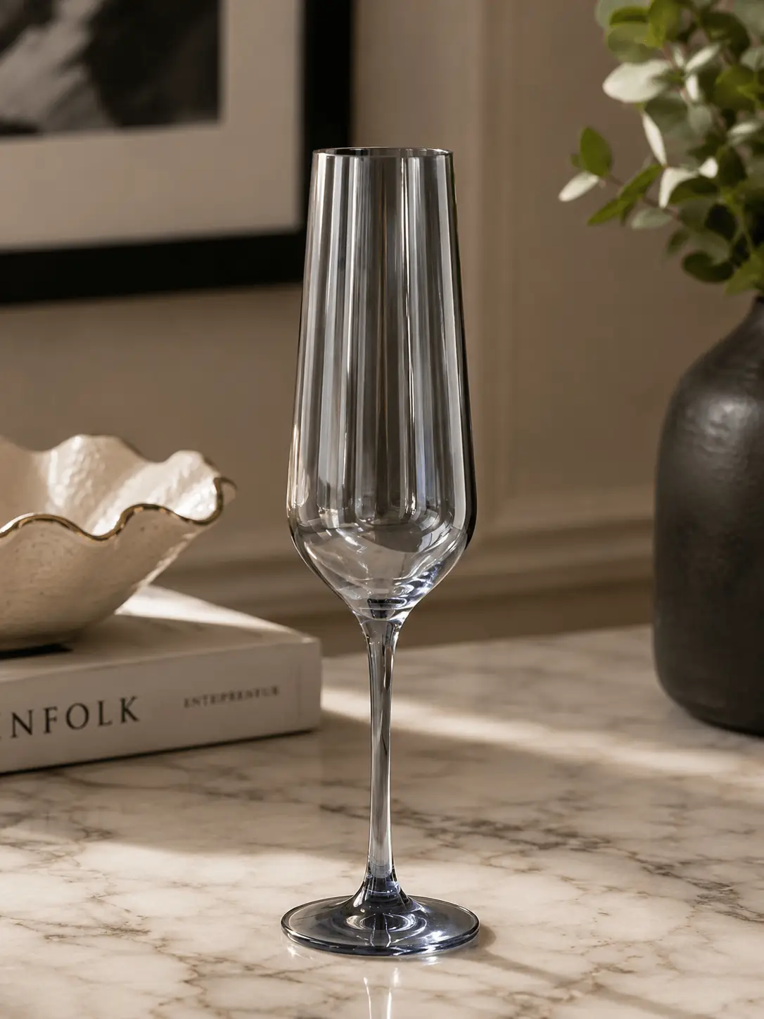 MODERN SILVER METALLIC WINE GLASS SET