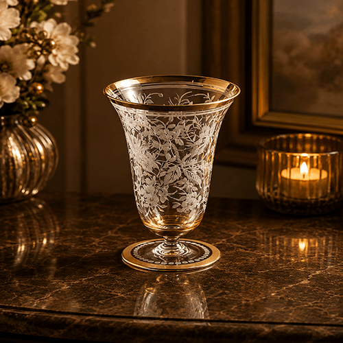 Verdant Grace Gold & Crystal vases