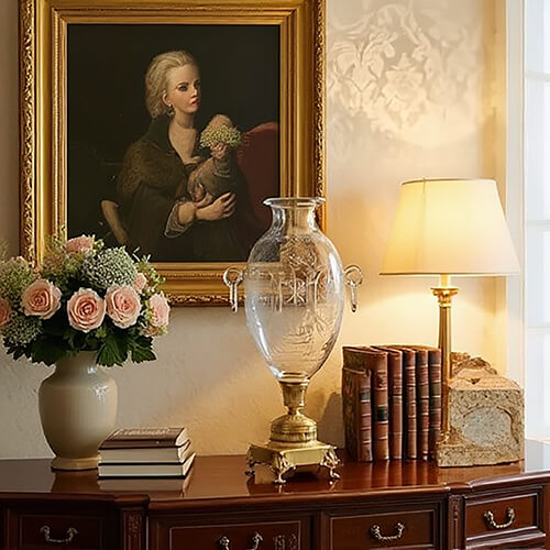 Opaline Glow Gold & Crystal vases