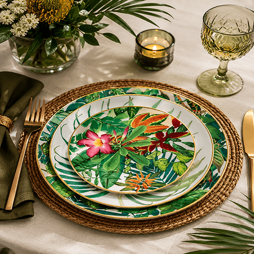 Lotus Garden Leafe design plates