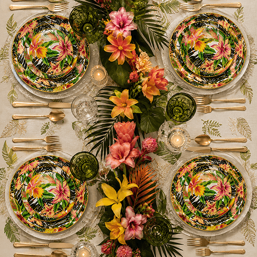 Lotus Garden floral plates