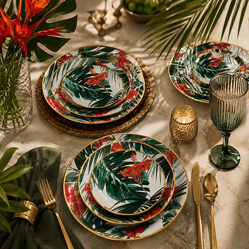 Botanical leaves and flower plates