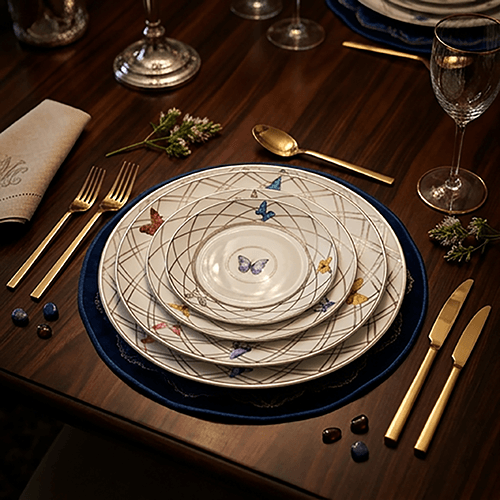 Butterfly Bright Multicolor Plates Set