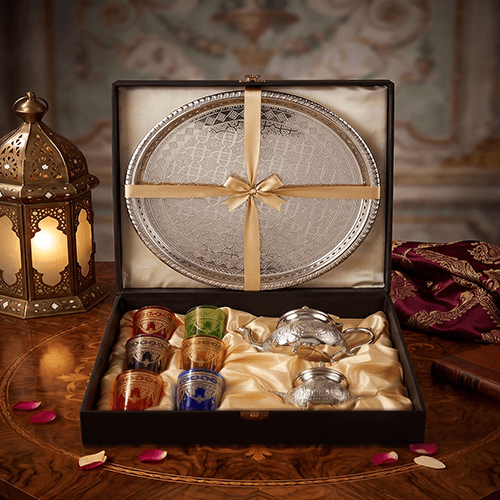 Beautifull Silver Tea Cup set with Tray for Wedding Giftings – ANGIE HOMES