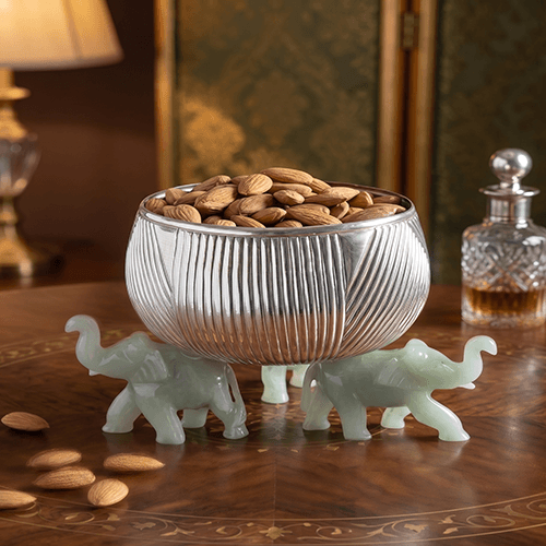 Luxury Silver bowl With Elephant holder – ANGIE HOMES