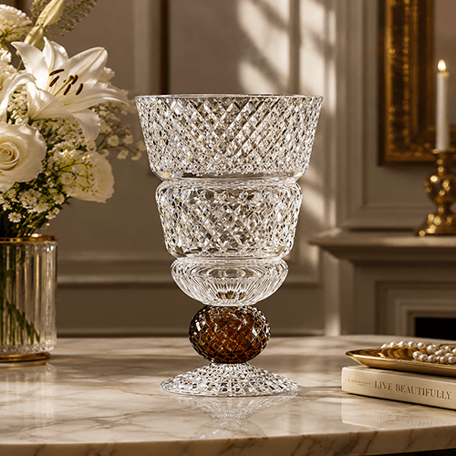 Flynn Luxury Crystal Conical Vases - Angie Homes