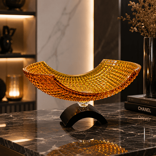 Luxe Golden Crystal Vases with Black Base - Angie Homes
