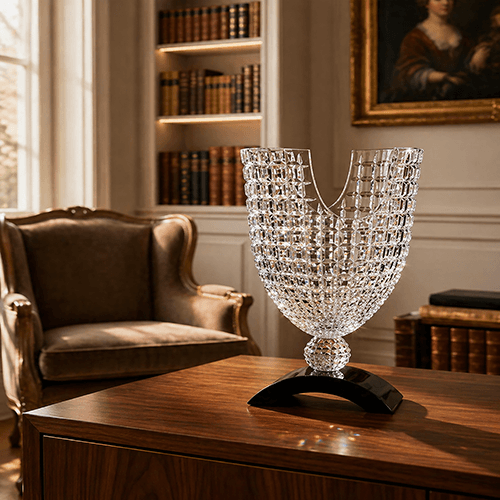 Italian White and Black Handmade Crystal Vases - Angie Homes