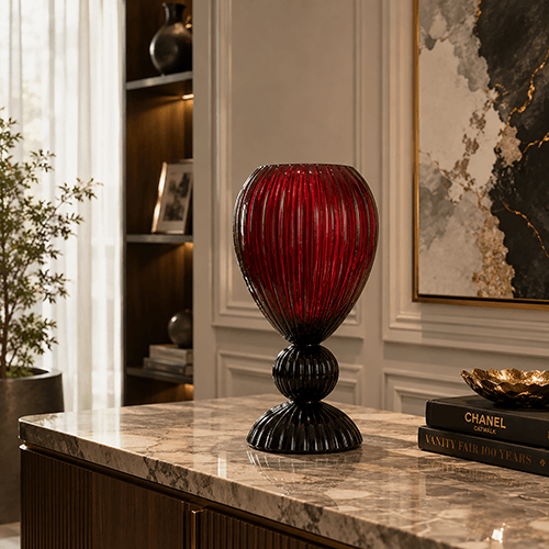 Mirus Medium Red and Black Vases - Angie Homes