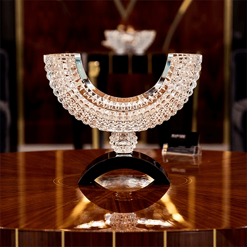 Half Moon White and Black Crystal Flower Vases - Angie Homes