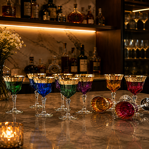 Rainbow Coloured Crystal Wine Glass Set
