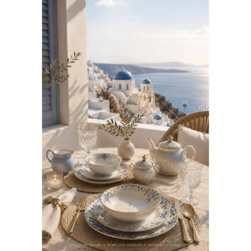 Angie Homes Blue And White Porcelain Dinner And Tea Set