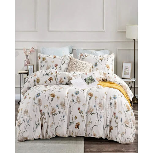 Angie Homes Aarav Luxury White Cotton Printed Bedsheet Set
