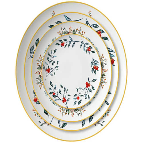 Angie Homes Ame White And Blue Classic Plates Set