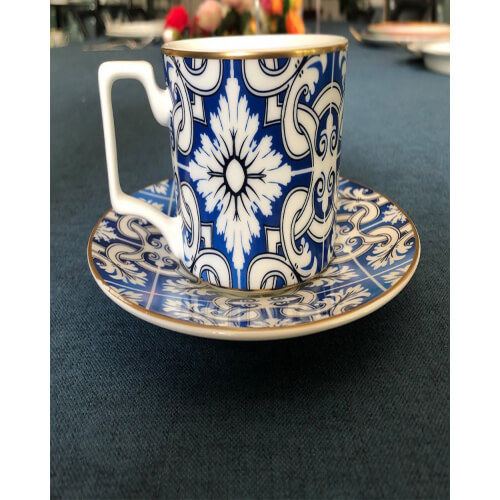 Angie Homes Bract Blue Bone China Cup & Saucer Set