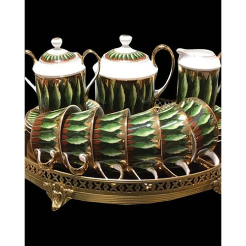 Angie Homes Green Leaf Luxury Bone China Tea Set