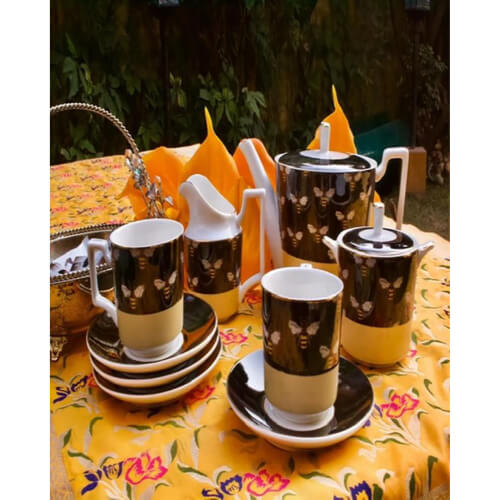 Angie Homes Japanese Brown Bee Luxury Bone China Tea Set